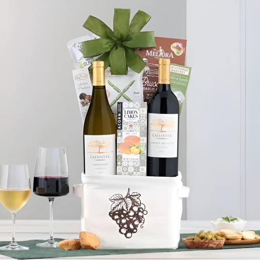 Red and White Wine Duet Basket