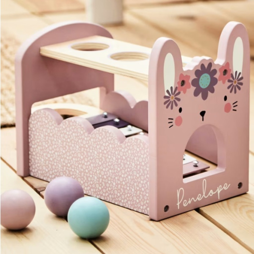 Personalised Pink Bunny Xylophone & Drop Box