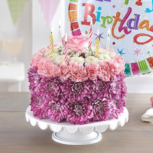 Birthday Wishes Flower Cake