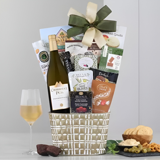 Stylish Chardonnay Wine Gift Basket