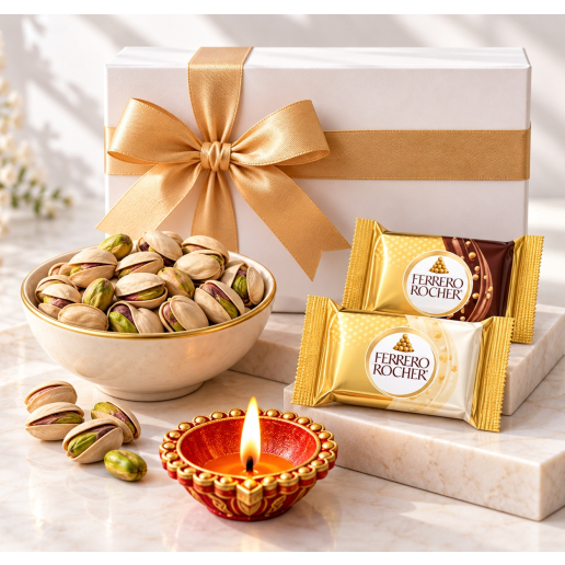 Diwali Ferrero, Pistachio & Diya Hamper