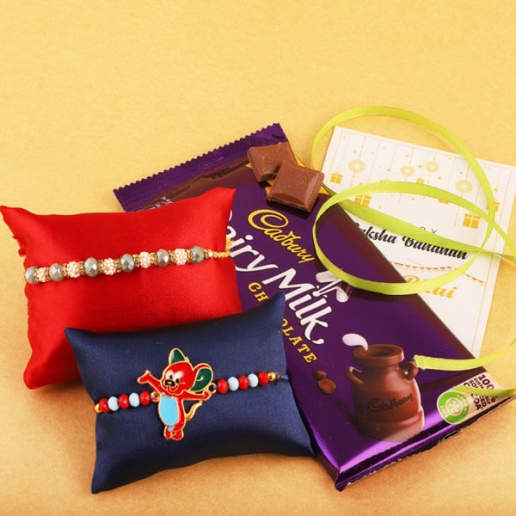Cheerful Rakhi Set with Cadbury