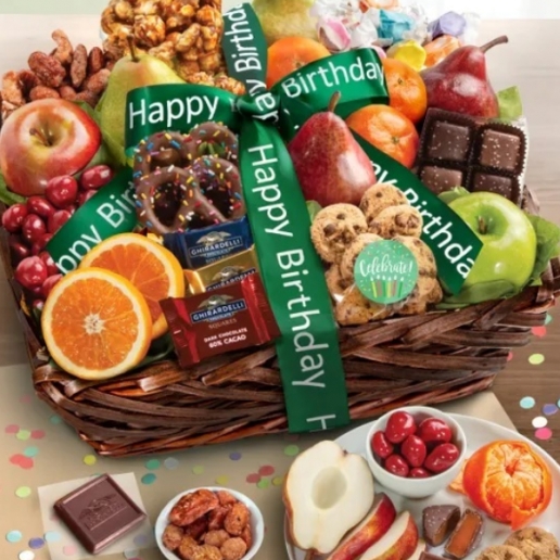 Happy Birthday Fruit and Sweets Basket