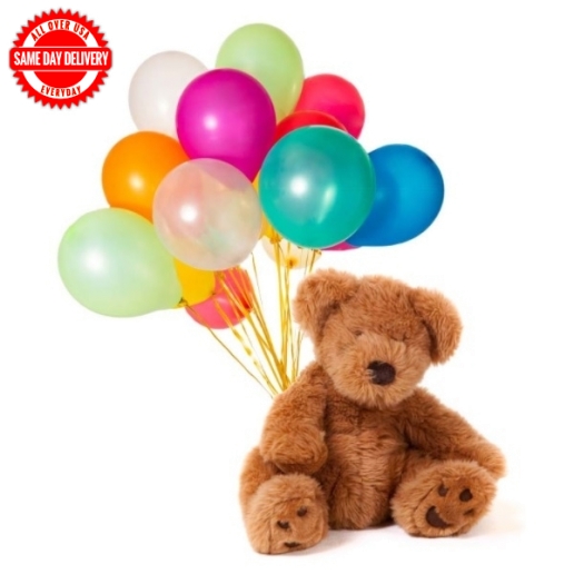 Dozen Balloons & Teddy Bear