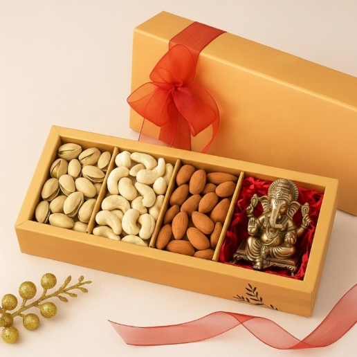 Ganesha on Chowki with Premium Dry Fruits