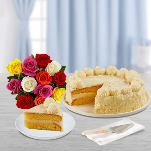 Vanilla Cake with Bouquet