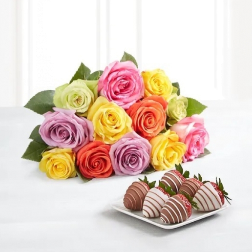 Assorted Roses and Strawberries