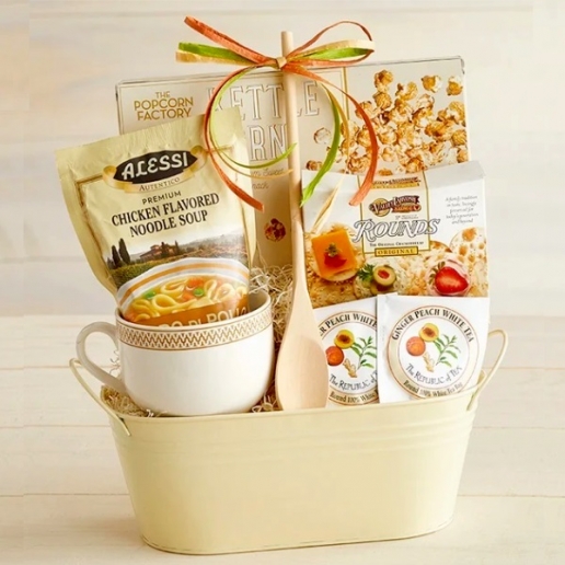 Soup's On Basket with Soup Mug 