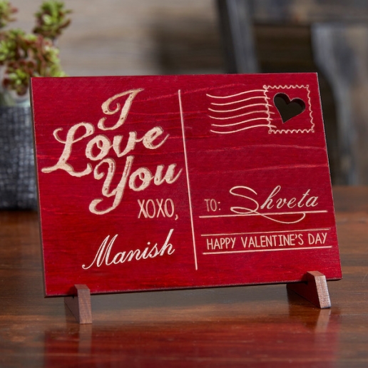 Sending Love Personalized Wood Postcard