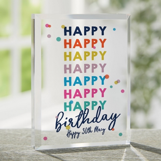 Happy Birthday Personalized Colored Keepsake
