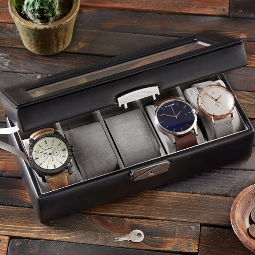 Leather 5 Slot Personalized Watch Box