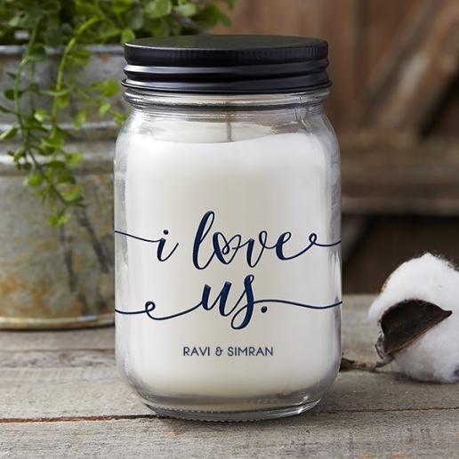I Love Us Personalized Farmhouse Candle Jar