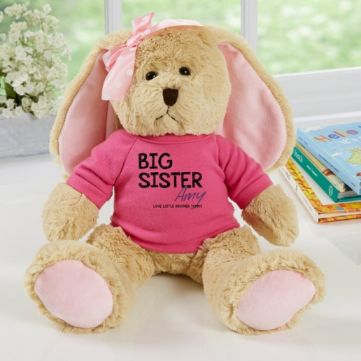 Big Sister Personalized Pink Plush Bunny