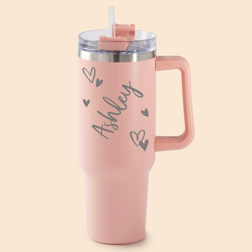 Doodle Hearts Personalized Stainless Steel Tumbler