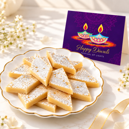 Traditional Diwali Sweets Set with Happy Diwali Card
